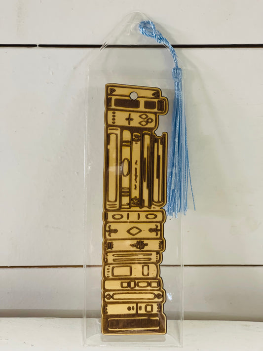 Wooden Bookmark Book Stack