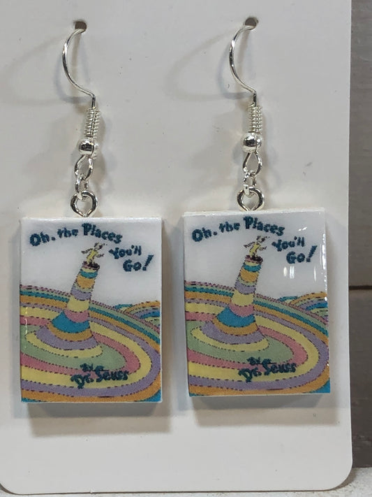 Oh the Places You’ll Go Book Earrings