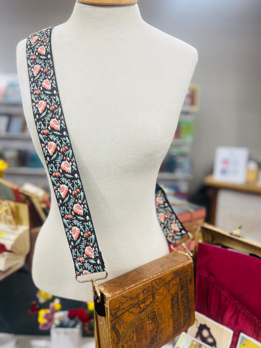 Embroidered Floral Book Carrier